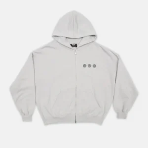 TRIPLE WORLD ZIP HOODIE PEARL GREY